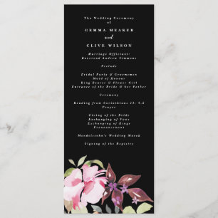Programa Dramatic Watercolor Florals Cerimônia de Casamento