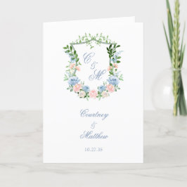 Programa Dusty Blue Floral Crest Casamento
