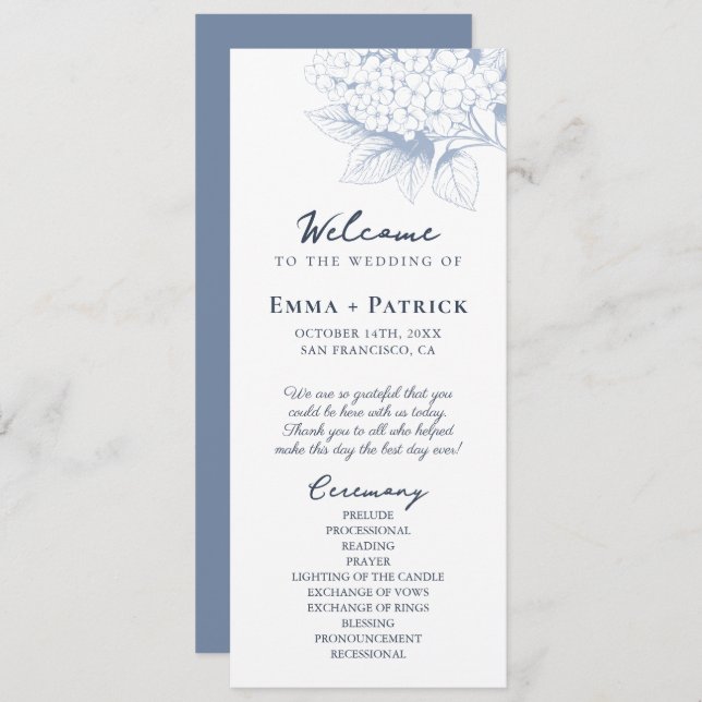 Programa Dusty Blue Hydrangea Floral Weding (Frente/Verso)