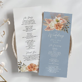Programa Dusty Blue Peach Floral Wedding