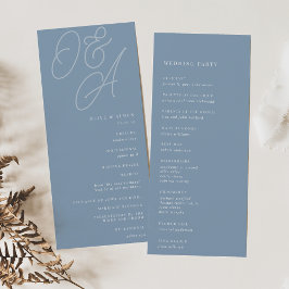 Programa Dusty Blue | Script Watermark Monograma Wedding