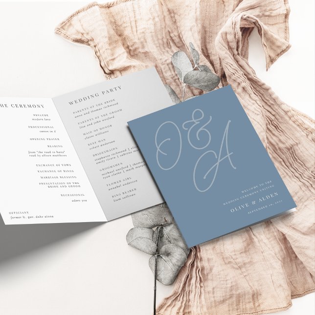 Programa Dusty Blue | Script Watermark Monograma Wedding (Criador carregado)