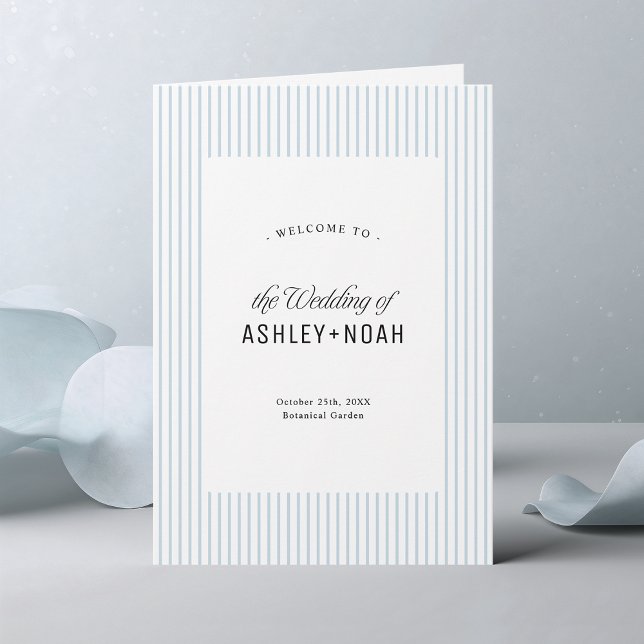 Programa Dusty Blue Striped Elegance Classy Wedding (Dusty Blue Striped Elegance Classy Wedding Program)