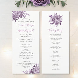 Programa Dusty Mauve Floral Rosas Watercolor Casamento