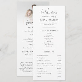 Programa e Menu combinados com foto de Casamento