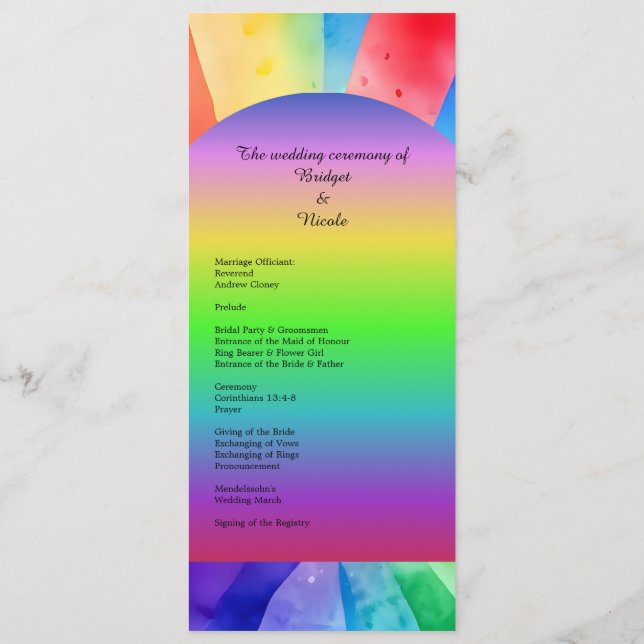 programa e menu de casamento bissexual lgbtq (Verso)