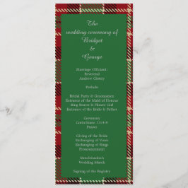 programa e menu de casamento do país escocês verde