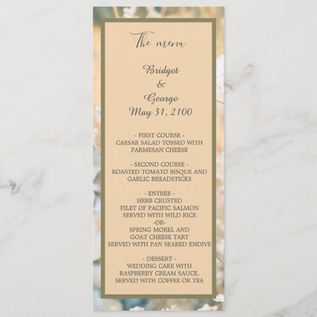 Programa e menu de casamento do Pastel Wildflower (Frente)