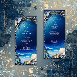 programa e menu de casamento do vibe costeiro azul