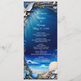 programa e menu de casamento do vibe costeiro azul