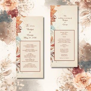 programa e menu de casamentos vintage naturais beg