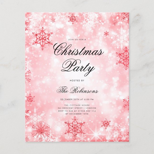 Programa e menu do convite para o inverno Vermelho (Frente)