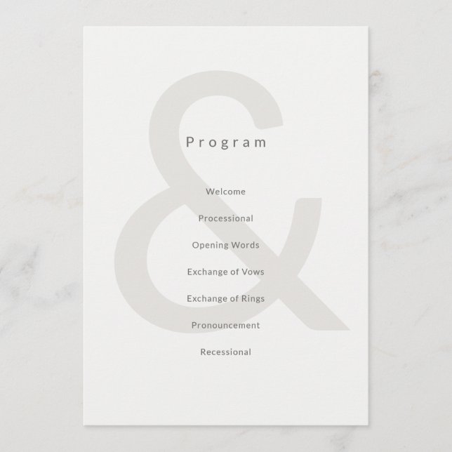 Programa Editorial Typography Wedding Program (Frente)