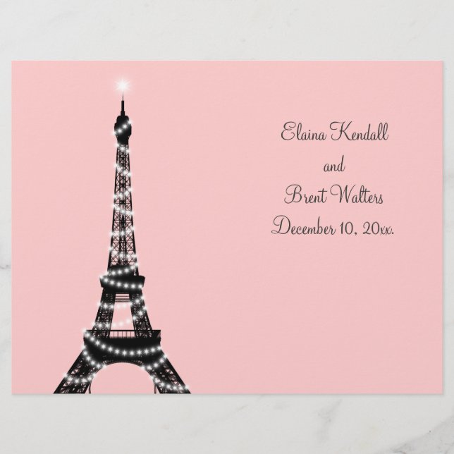 Programa Eiffel Tower Twinkles Wedding (cor-de-ros (Frente)
