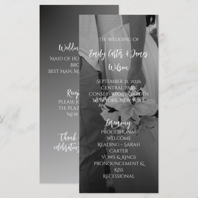 Programa Elegant Black And White Wedding (Frente/Verso)