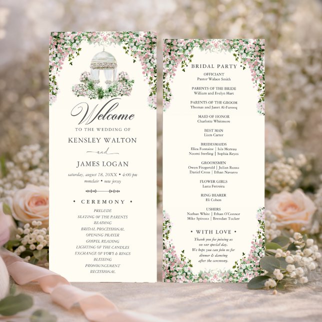 Programa Elegant Blush Garden Wedding Program (Criador carregado)