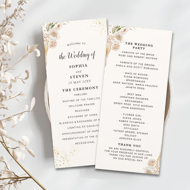 Programa Elegant Bohemian Wedding Featuring Yellow and Beig (Criador carregado)