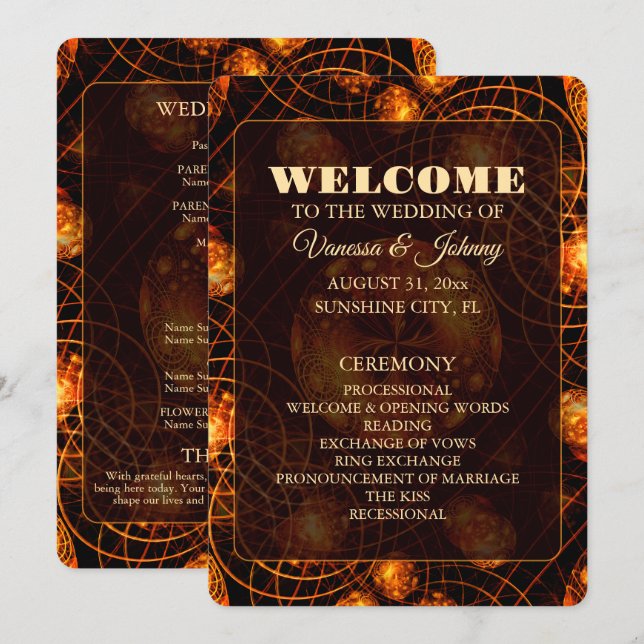 Programa Elegant Classic Boho Modern Gold #901 Wedding (Frente/Verso)