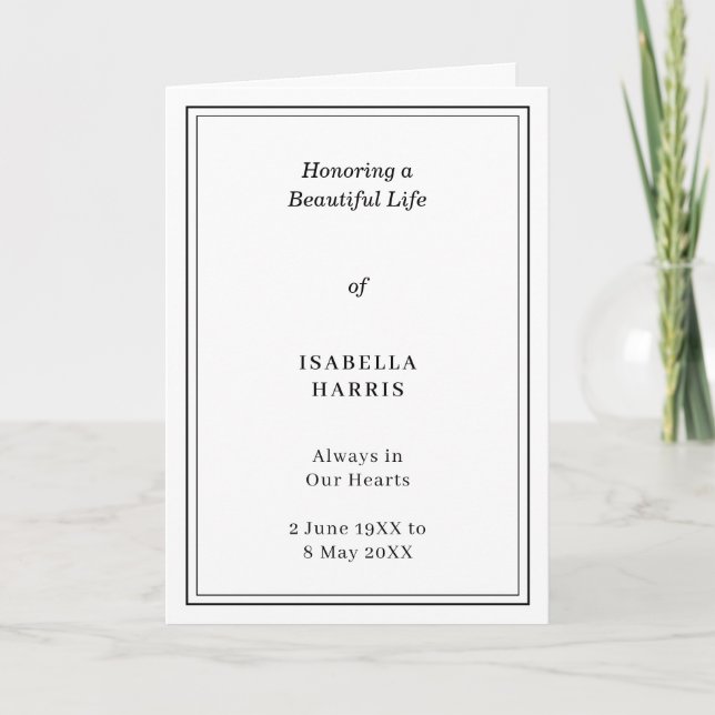 Programa Elegant Classic Funeral Service Design (Frente)