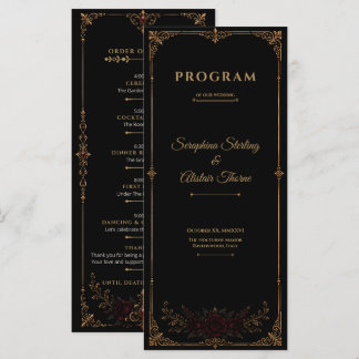Programa Elegant Dark Gothic Wedding Program