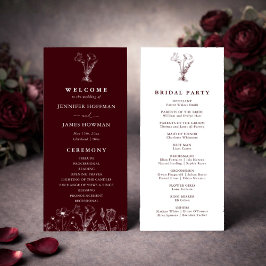 Programa Elegant Floral Burgundy Wedding 