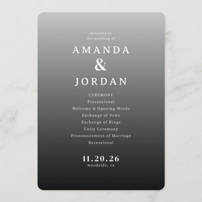 Programa Elegant Gray Minimalist Wedding Ceremony (Frente)