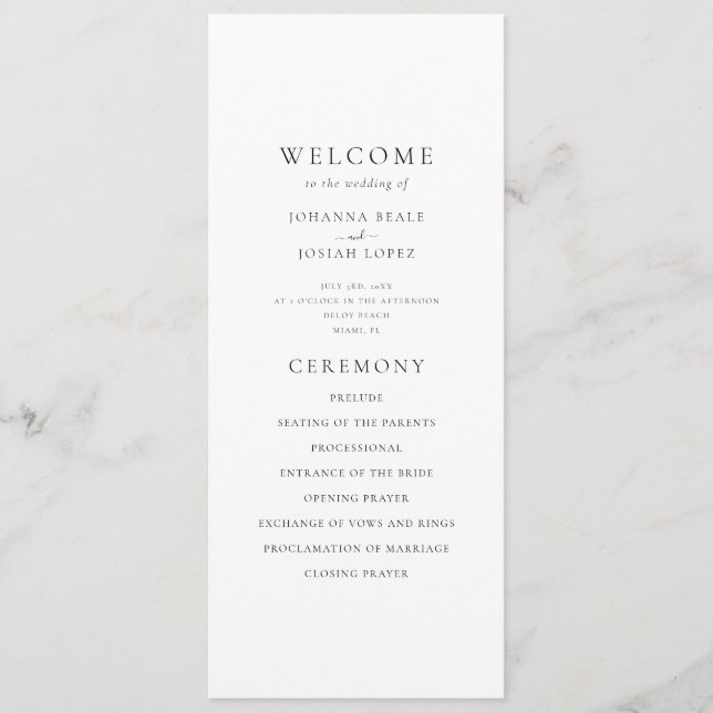 Programa Elegant Minimal Palm Tree Wedding Program (Frente)