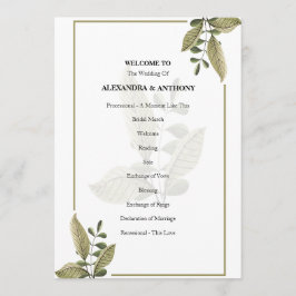 Programa Elegant Minimalist Greenery Wedding Program