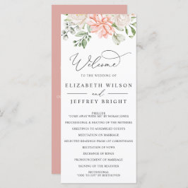 Programa Elegant Modern Botanical Blush Pink Floral Wedding