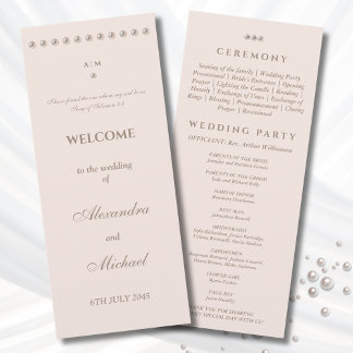 Programa Elegant Simple Pearl Christian Wedding Program