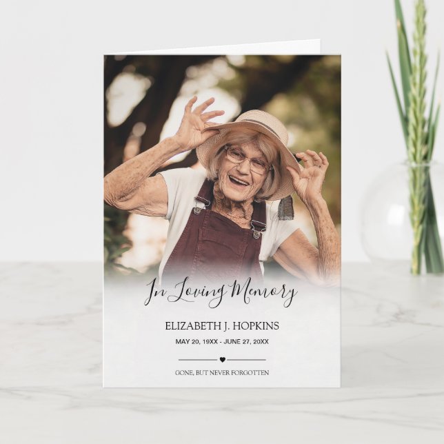 Programa Elegante 2 Foto No Loving Memory Funeral Program (Frente)