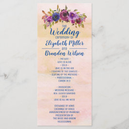 Programa Elegante Água-marinha Floral Ouro Casamento