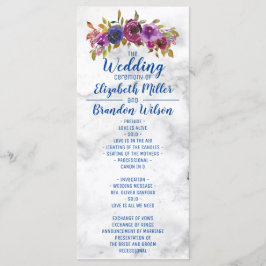 Programa Elegante Água-marinha Floral Ouro Casamento