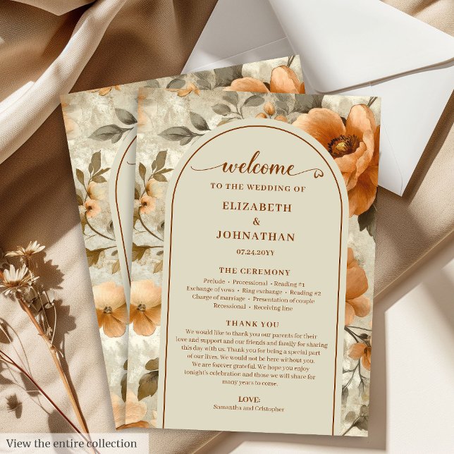 Programa Elegante Boho Laranja Queimada Marfim Sage Dia do  (Elegant Boho Burnt Orange Ivory Sage Program)