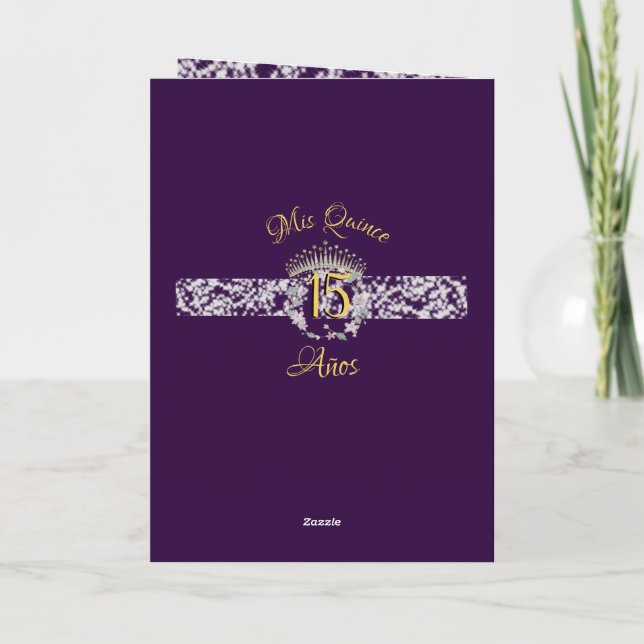 Programa Elegante Boho Purple Silver Quinceañera Espanha (Verso)