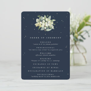 Programa Elegante Buquê de Snowberry+Eucalipto Azul-Marinho