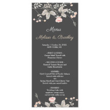 Elegante cardápio de casamento floral em aquarela