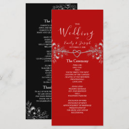 Programa Elegante Casamento Floral Preto Vermelho