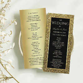 Programa Elegante Cerimônia de Casamento com Brilho Preto e