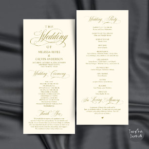 Programa Elegante Cerimônia de Casamento com Letra Gold e C
