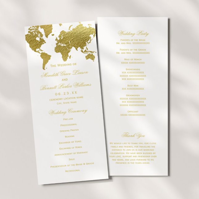 Programa Elegante cerimônia de casamento do mapa Dourado mu (Criador carregado)