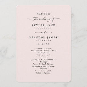 Programa Elegante Cerimônia de Casamento em Porcelana Rosa