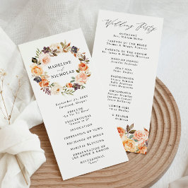 Programa Elegante Cerimônia de Casamento Floral Rústica de