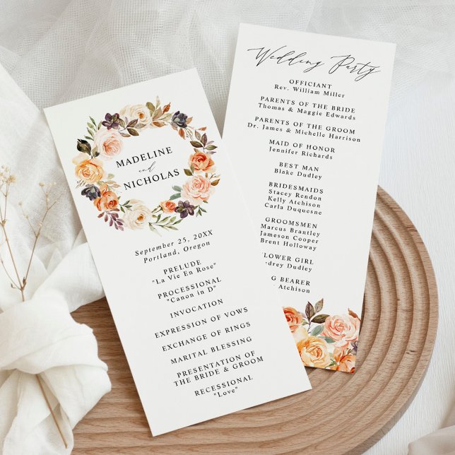 Programa Elegante Cerimônia de Casamento Floral Rústica de  (Criador carregado)