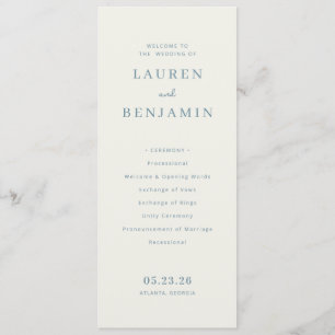 Programa Elegante Cerimônia de Casamento Minimalista Cinza-