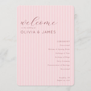 Programa Elegante Cerimônia de Casamento Rosa