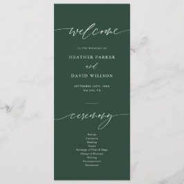 Programa Elegante Cerimônia de Casamento Verde Emerald