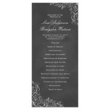 Elegante Chalkboard Filigree Wedding Program
