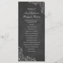 Programa Elegante Chalkboard Filigree Wedding Program