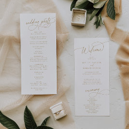 Programa Elegante Charm Flat White e Dourado Weding Program